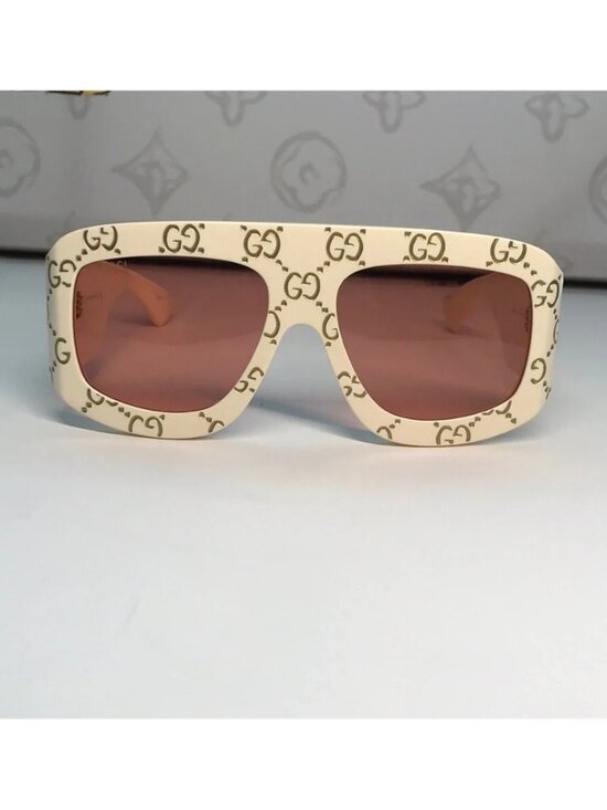 New Authentic Gucci Cream Sunglasses with Orange Lenses GG0983S 001 main image 9